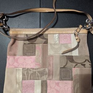 Coach Patchwork Shoulder Bag in Pink and Tan